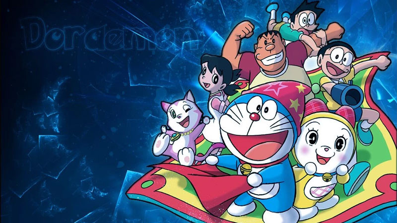 Doraemon và nhóm bạn đang tận hưởng chuyến dã ngoại vui vẻ