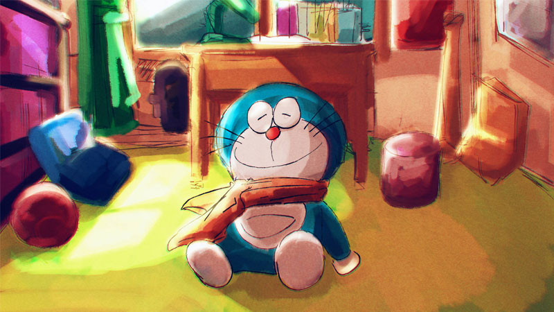 Doraemon đang tạo dáng hài hước, mang lại tiếng cười