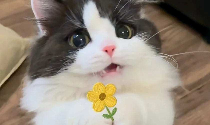 Meme em bé đang cười tươi rạng rỡ, rất dễ thương