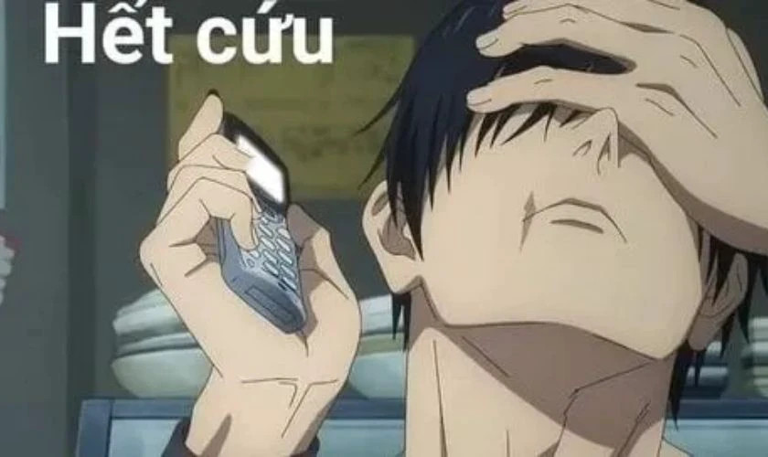 Ảnh meme "hết cứu" với biểu cảm bất lực của một người