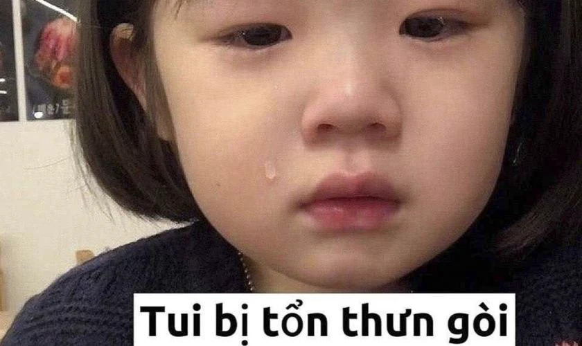 Ảnh meme cô gái đang che mặt khóc thút thít