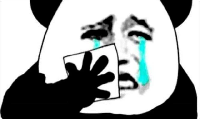 Ảnh meme với hai người đang buồn rầu nhìn nhau