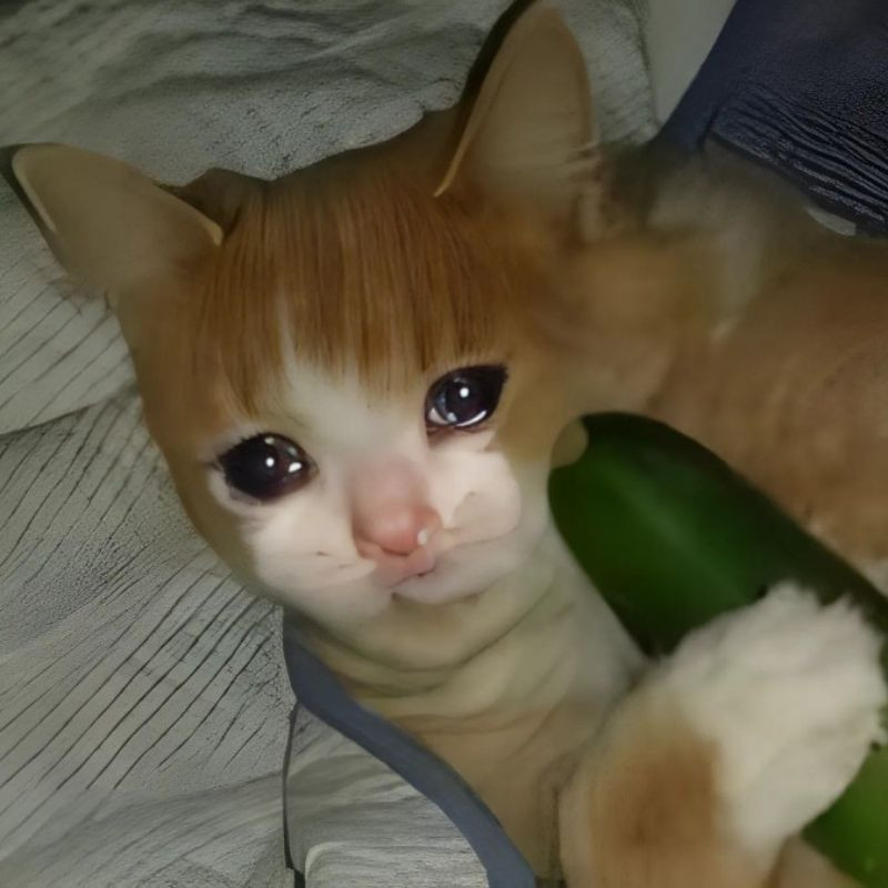 Avatar mèo khóc cute với nước mắt và khuôn mặt ngây thơ