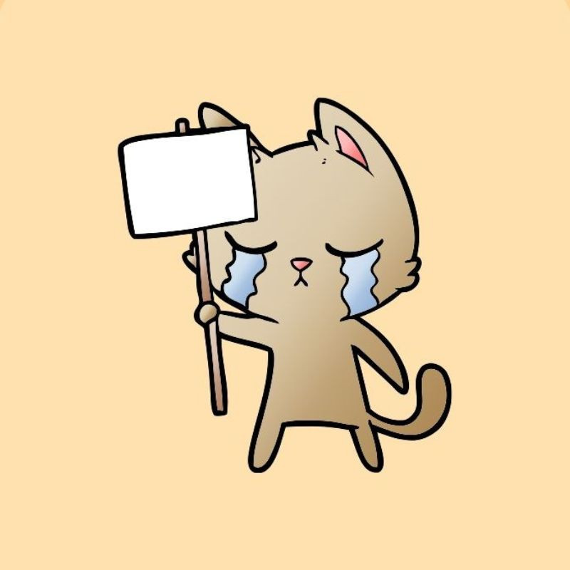 Avatar mèo khóc cute với khuôn mặt buồn bã và tai cụp