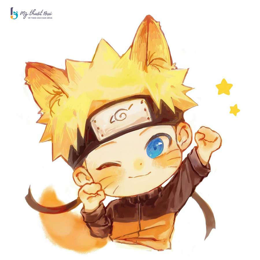Hình vẽ chibi nam với kiểu tóc ngắn gọn gàng và trang phục năng động