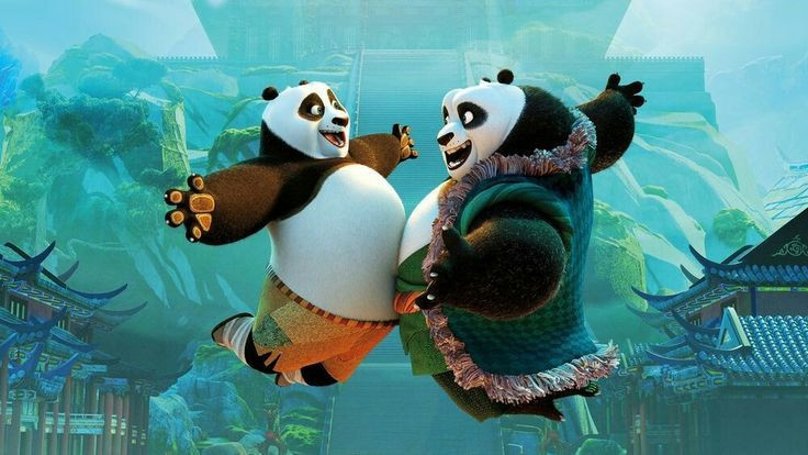 Hình ảnh gấu trúc trong phim hoạt hình Kungfu Panda với tư thế võ thuật mạnh mẽ