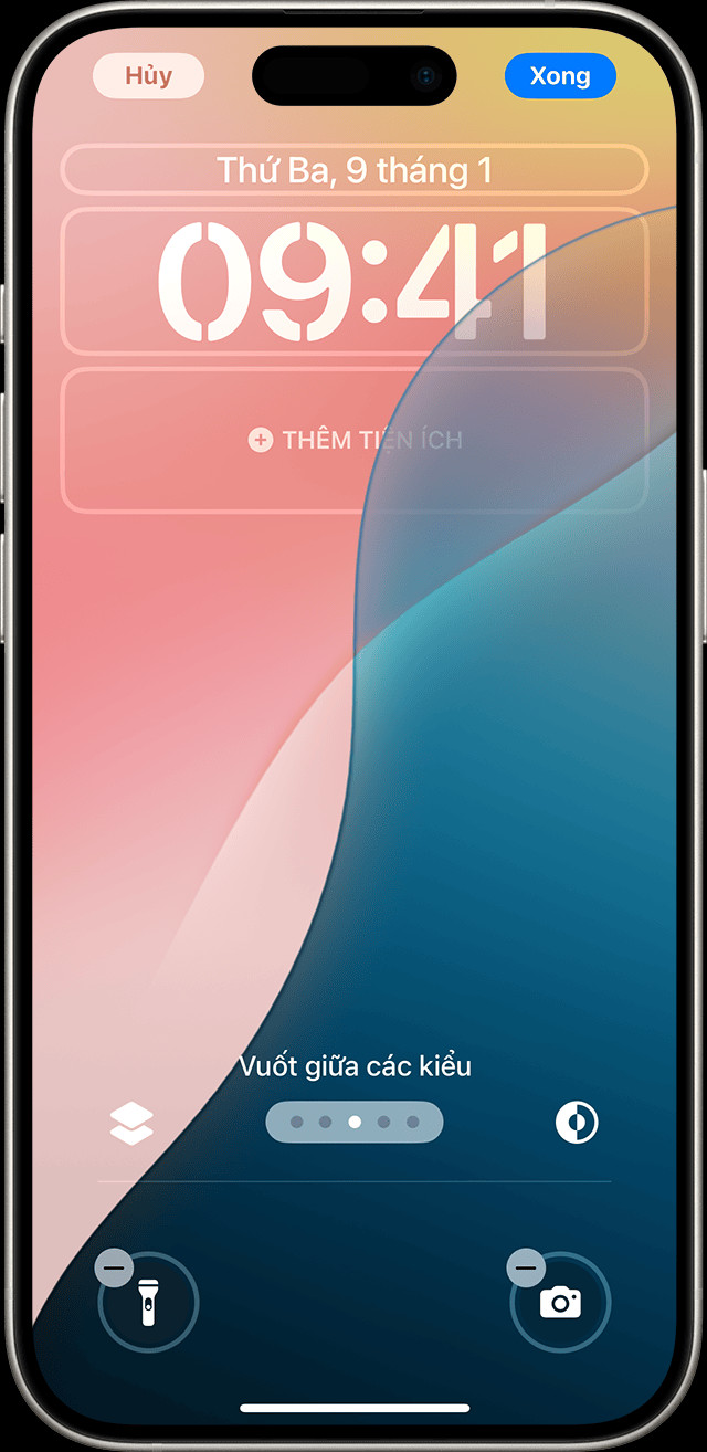 Giao diện chọn hình nền mới trên iPhone 14 với các tùy chọn như Live Photo, Photo Shuffle và bộ sưu tập