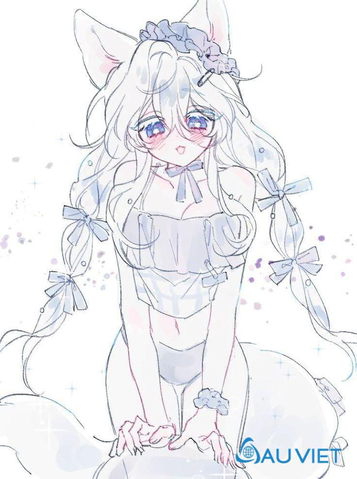 Cô gái anime nữ được tạo hình với chi tiết trang phục và màu sắc nổi bật, thể hiện phong cách cá nhân