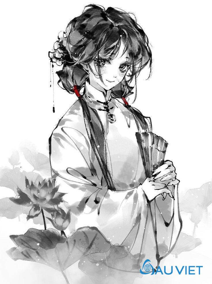 Minh họa các bước phác thảo khung hình và tỷ lệ cơ thể chuẩn cho nhân vật tranh anime nữ