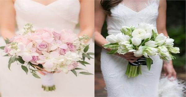 Hoa cưới cầm tay cô dâu đẹp, lãng mạn, với sự kết hợp hoàn hảo giữa hoa hồng và cẩm tú cầu trong khung cảnh tiệc cưới ngoài trời