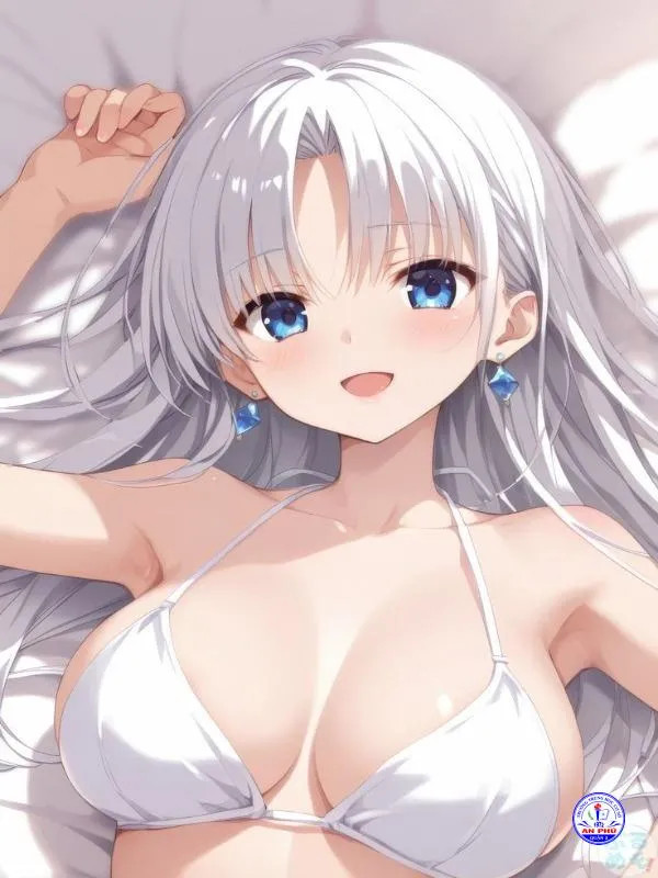Nhân vật anime nữ ngực to diện trang phục gợi cảm màu đỏ, với ánh mắt cuốn hút, thể hiện phong cách anime đầy ấn tượng và thu hút.