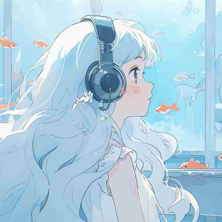 Avatar anime nữ cute ngây thơ với đôi mắt long lanh màu xanh dương