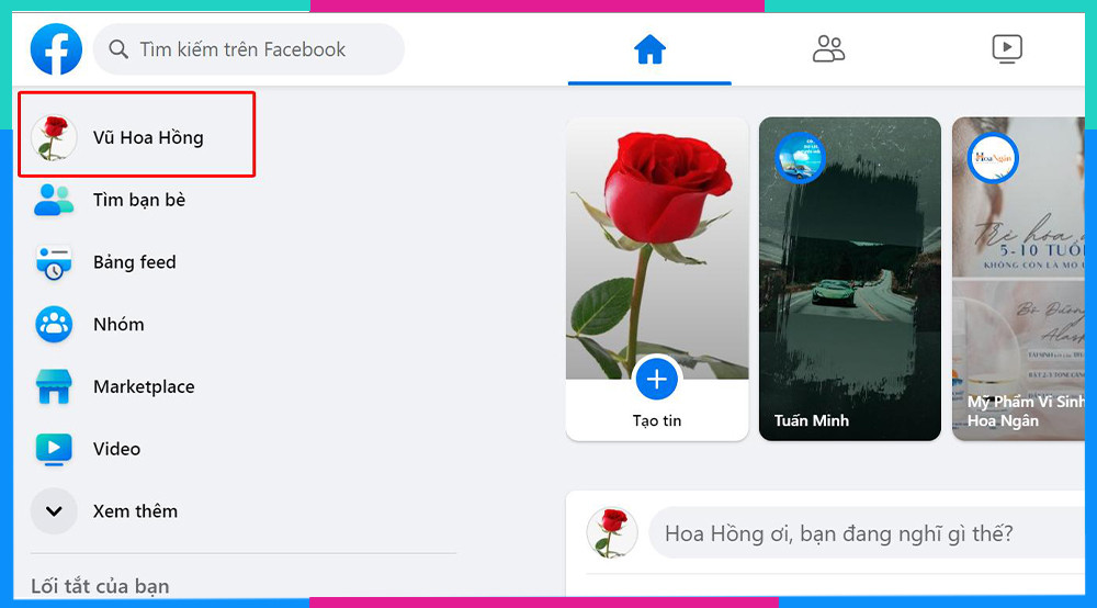 Truy cập vào trang cá nhân Facebook trên máy tính