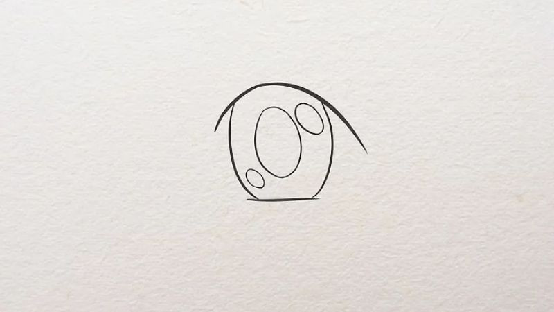 Vẽ con ngươi hình oval nhỏ và tô đậm