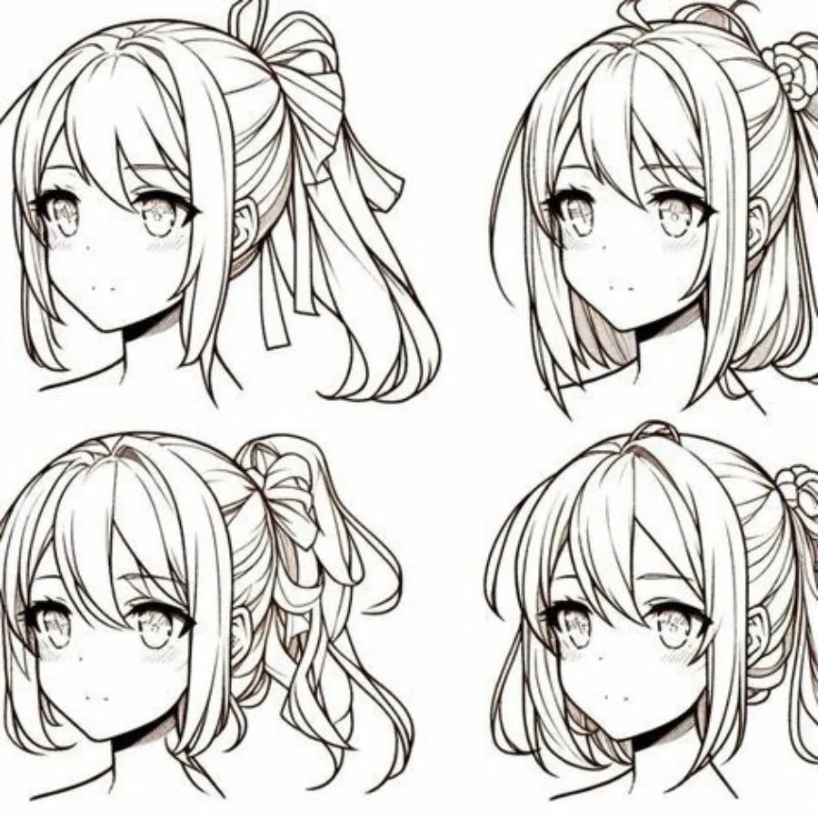 Mẫu tóc anime nữ dài uốn lượn, mềm mại tạo vẻ dịu dàng, lãng mạn